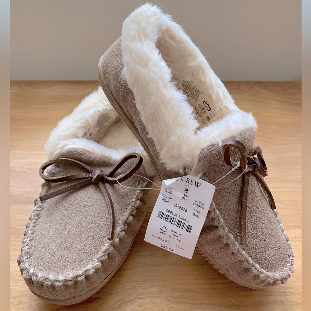 J.Crew Factory - Suede shearling lined slippers - size 6